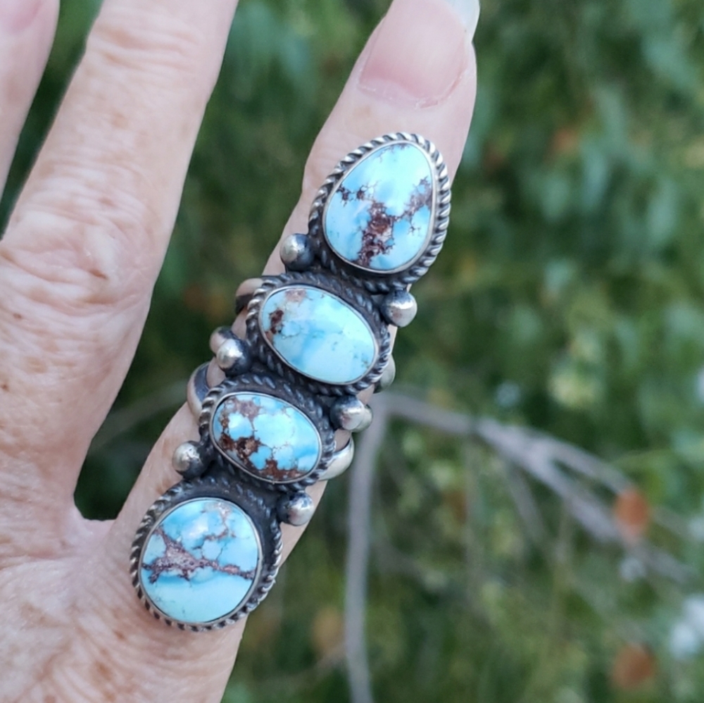 SOLD Golden Hills Turquoise Sterling Ring Sz 6 - Picture 8 of 8